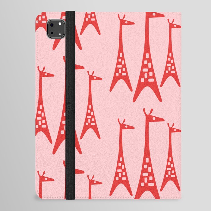 Red and Pink Giraffe iPad Folio Case