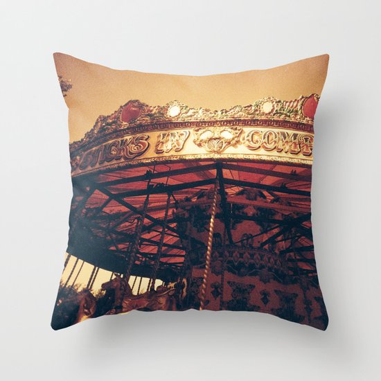 Redscale Carousel Throw Pillow
