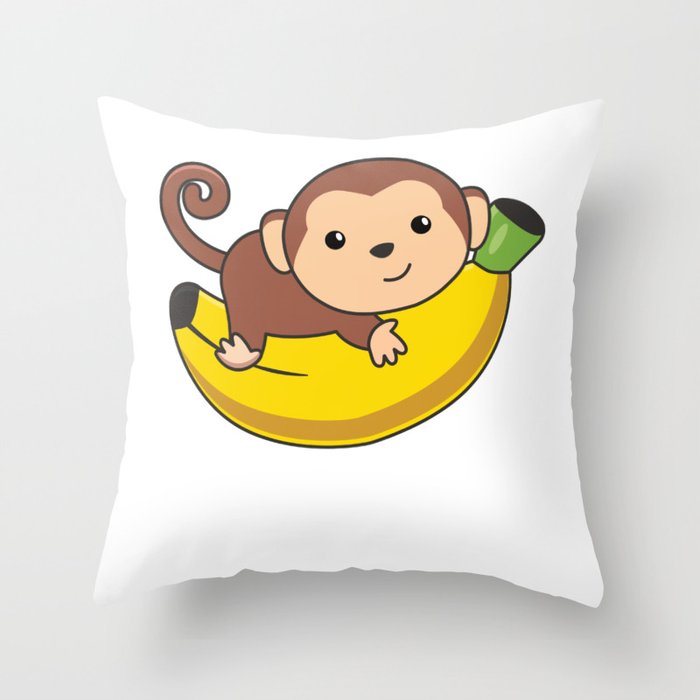 Monkey Cute Animals In The Jungle Funny Monkey Throw Pillow