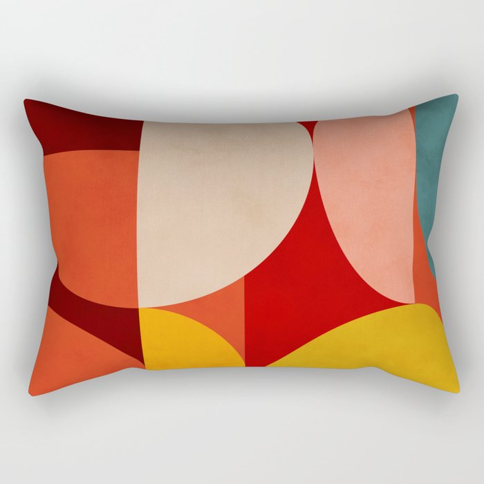 shapes of red mid century art Rectangular Pillow
