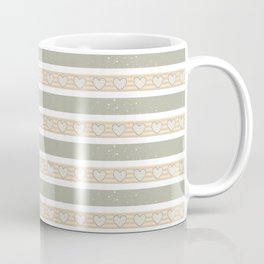 Rose And Grey Rugby Stripes With Hearts, Glitter Effect Coffee Mug