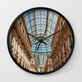 Galleria Vittorio Emanuele, Milan Dome, Gallery Milan, Shopping Mall Milan, Milano Italy, Famous Landmark Italy Print Wall Clock