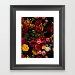 Dutch Vintage Midnight Flower Garden Framed Art Print