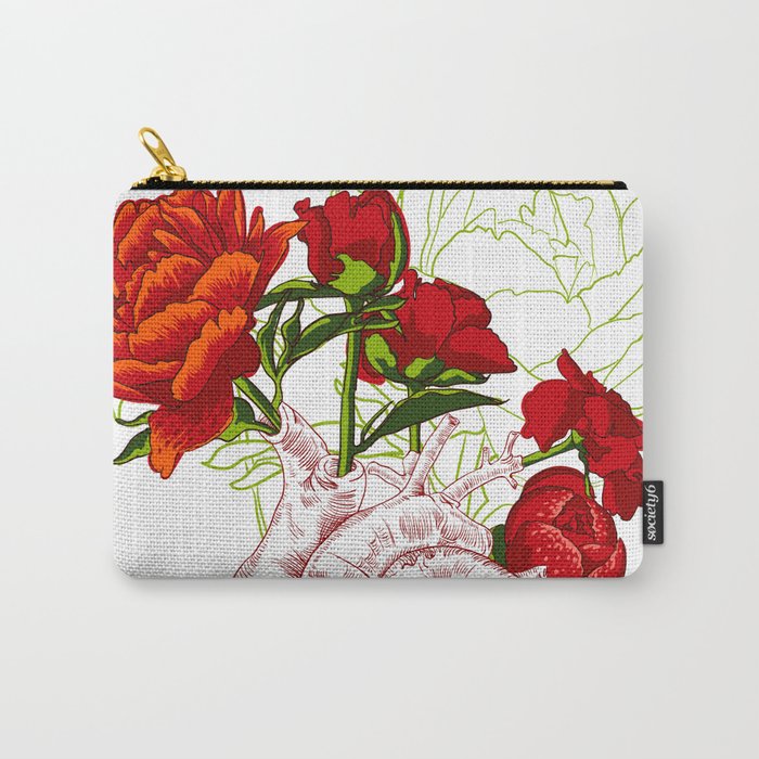 drawing Human heart with flowers Carry-All Pouch