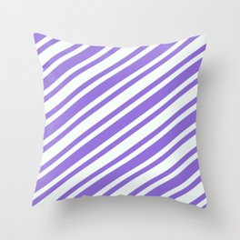 [ Thumbnail: Purple and Mint Cream Colored Pattern of Stripes Throw Pillow ]