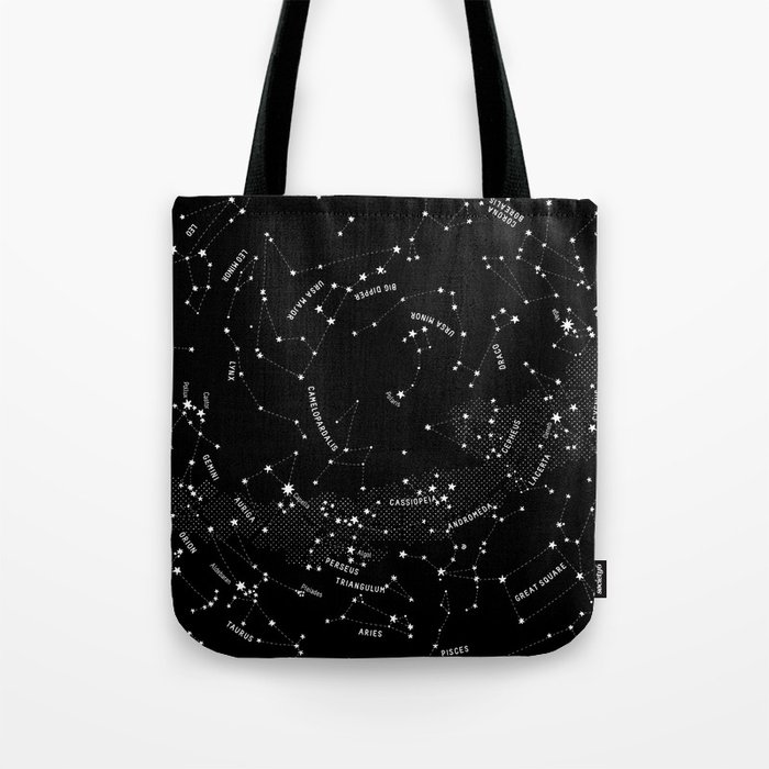Constellation Map - Black Tote Bag by Merlin | Society6