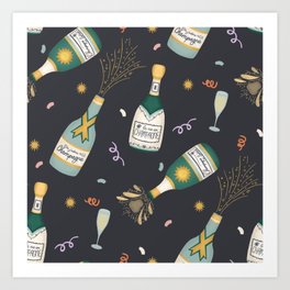 Champagne Bottles Art Print