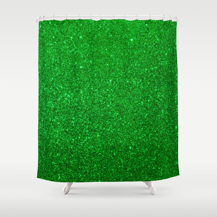 Emerald Green Shiny Metallic Glitter Shower Curtain