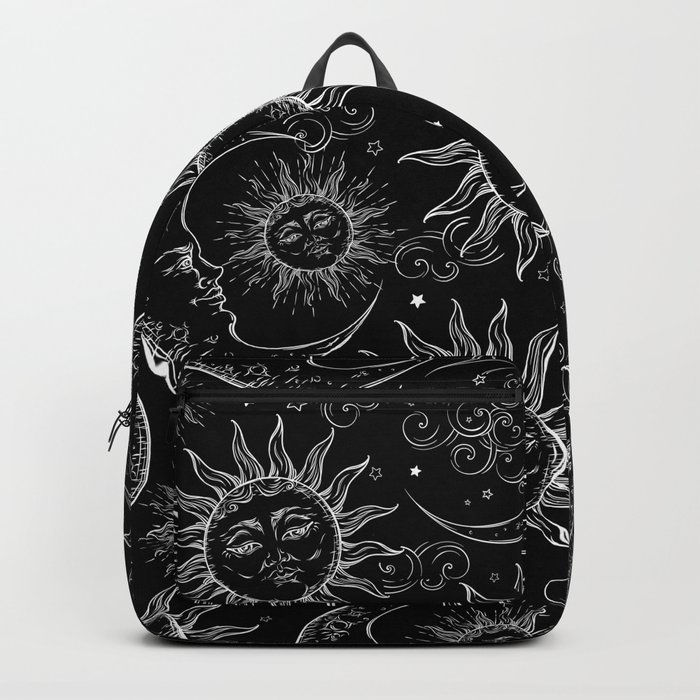 Black Magic Celestial Sun Moon Stars Backpack