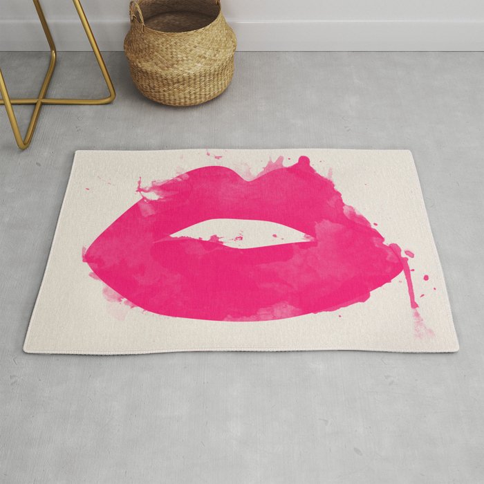 Watercolor kissing lips Rug