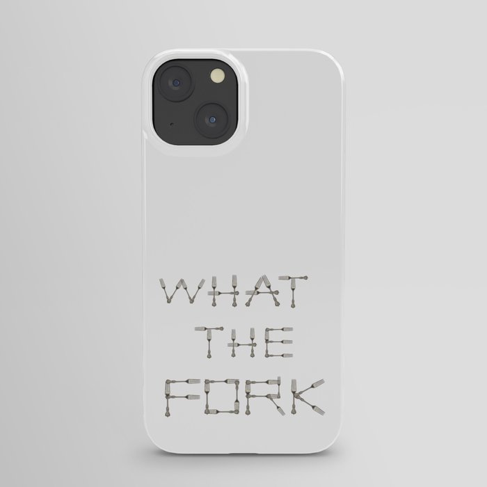 WHAT THE FORK design using fork images to create letters  iPhone Case