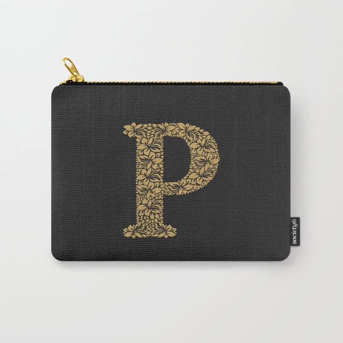 Floral Letter P Carry-All Pouch
