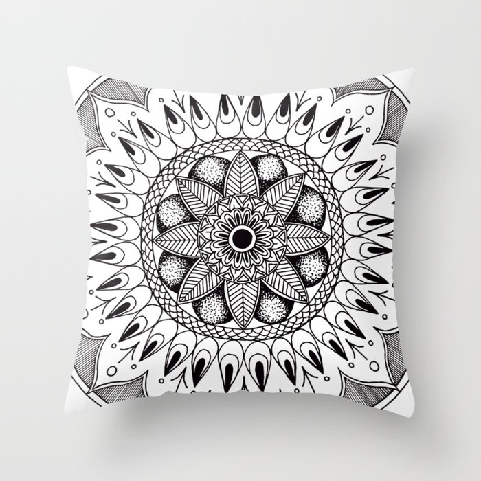 Natural Leaf Mandala Throw Pillow