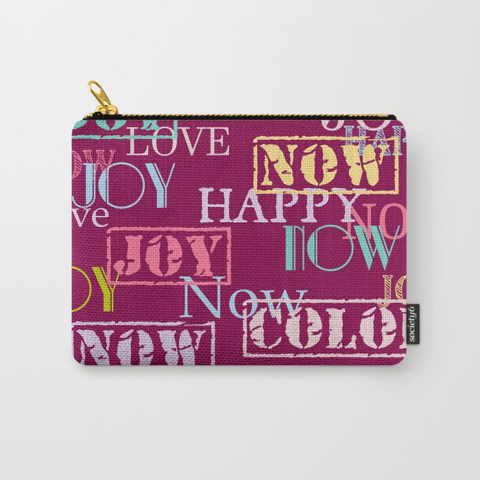 Enjoy The Colors - Modern abstract typography pattern on wine red color Carry-All Pouch
