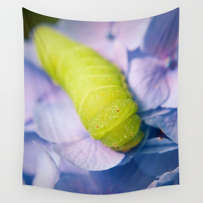 Caterpillar on Hydrangea Nature / Botanical / Floral Photograph Wall Tapestry
