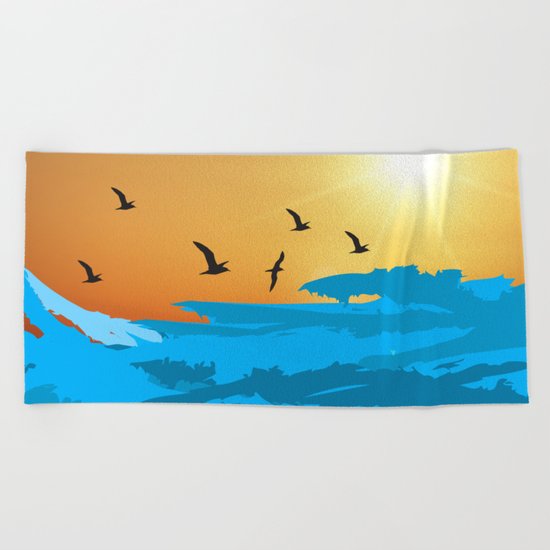 sea wave Beach Towel