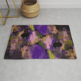 Abstract Nature - Textured, blue, yellow, pink, lilac, purple, black and orange painting Rug | Vintage, Texturedabstract, Painting, Animal, Oil, Mixedmedia, Rotationalsymmetry, Kissing, Oilpainting, Rabbit 