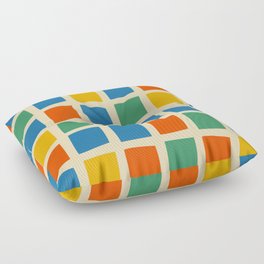 Midcentury Windows Geometric Check Pattern in Rainbow Pop Colours Floor Pillow