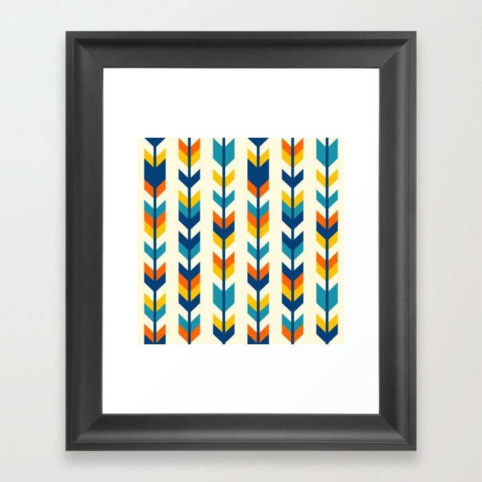 Colorful bohemian aztec arrows rows pattern Framed Art Print