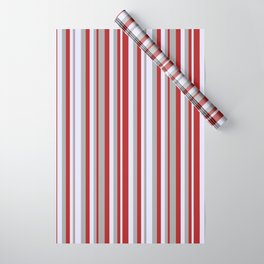 [ Thumbnail: Red, Dark Grey & Lavender Colored Lines Pattern Wrapping Paper ]