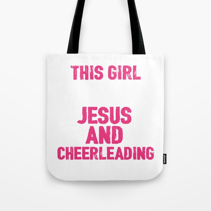 This Girl Runs On Jesus And Cheerleading Tote Bag