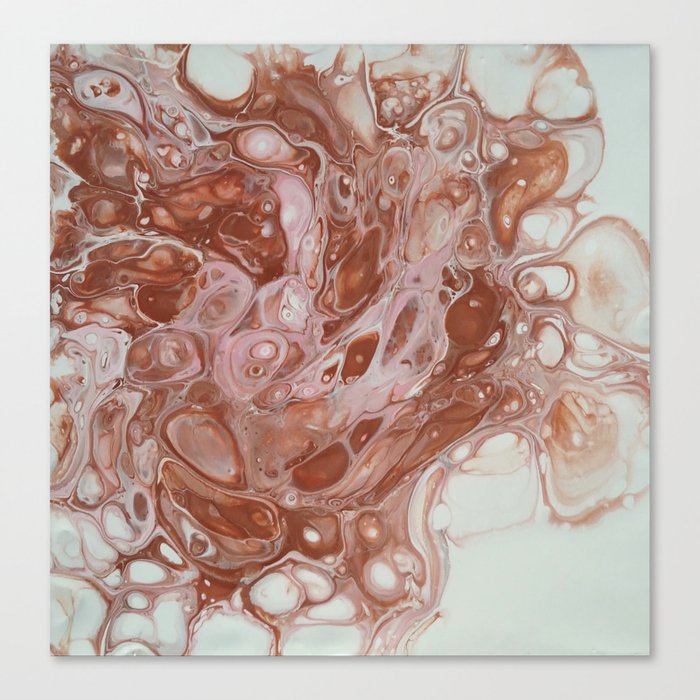 Rose Gold And Pink Fluid Acrylic Pour Painting Art Canvas Print By Colorflowcreations Society6