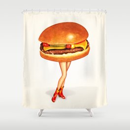 Cheeseburger Cowgirl Pin-Up Shower Curtain