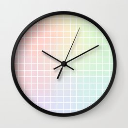 Kawaii Pastel Rainbow grid Cute Minimal Design Wall Clock