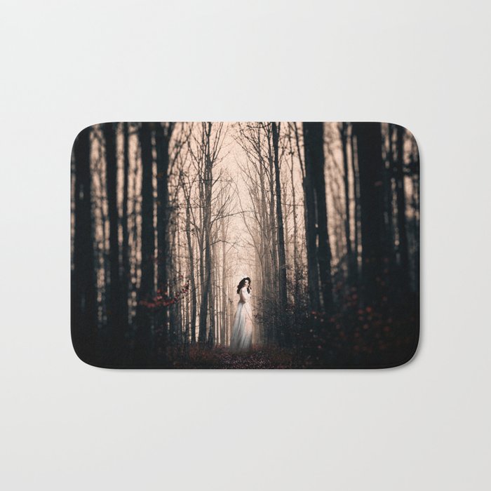 Woman in the forest Bath Mat