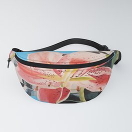 Red Lily on Blue Fanny Pack