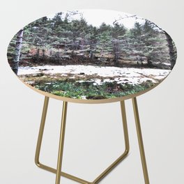 Scottish Highlands Pine Forest Winters View in I Art  Side Table