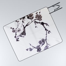 Plum blossom sumie ink painting Picnic Blanket