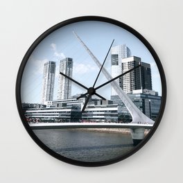 Argentina Photography - The Woman Bridge Going Through Buenos Aires Wall Clock