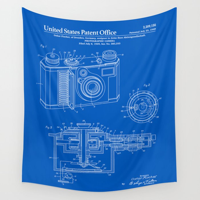 Camera Patent - Blueprint Wall Tapestry