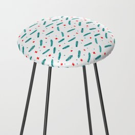 Christmas branches and stars - teal and red Counter Stool