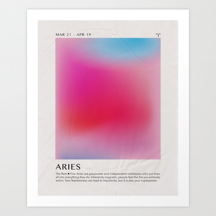 Aries Astrology Zodiac Aura Gradient Art Print Art Print