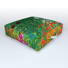 Gustav Klimt - Flower Garden Outdoor Floor Cushion