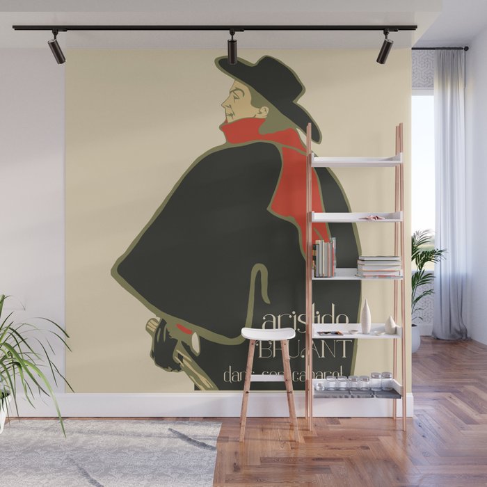 Bruant in his cabaret retro vintage Wall Mural
