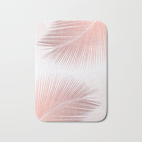 Palm leaf synchronicity - rose gold Bath Mat