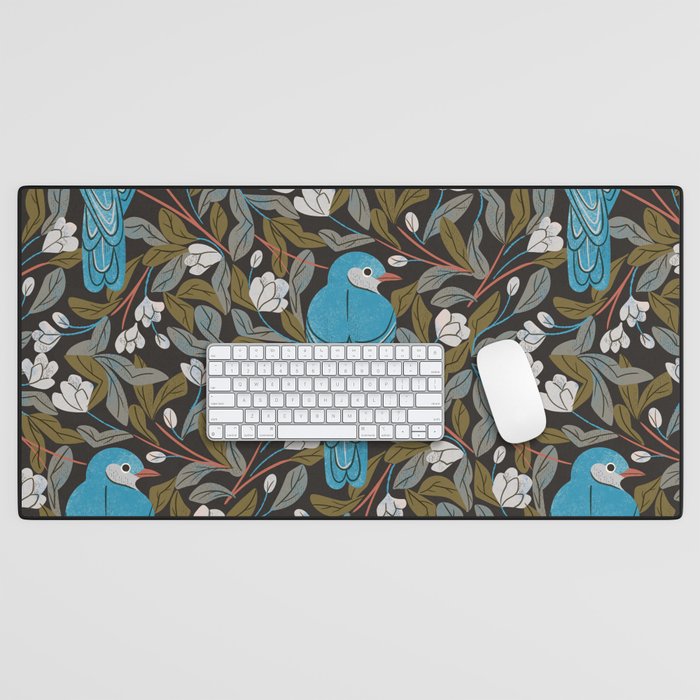 Bluebird and Apple Blossoms Desk Mat