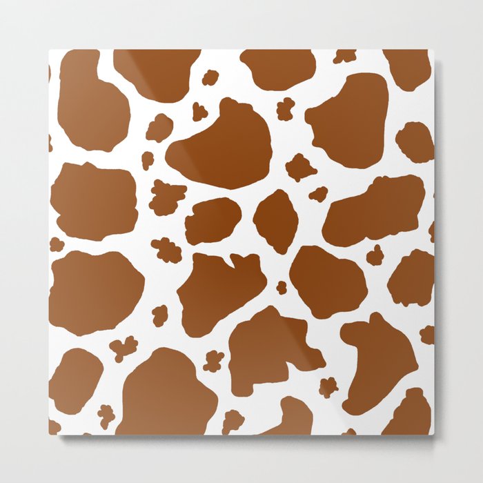 cocoa milk chocolate brown and white cow spots animal print Metal Print
