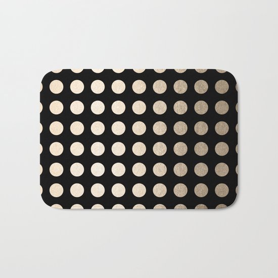 White Gold Sands Polka Dots on Midnight Black Bath Mat