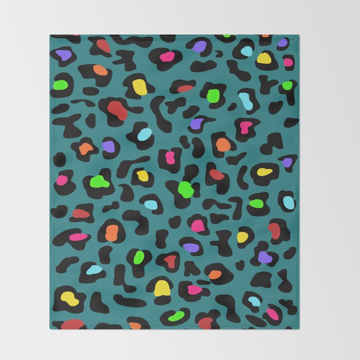 Rainbow Leopard Print Dark Teal Throw Blanket By Flyberry Society6 Rainbow Leopard Print Dark Teal Throw Blanket