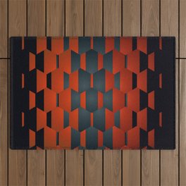 Red, Gray, Black Hexagon Pattern Outdoor Rug
