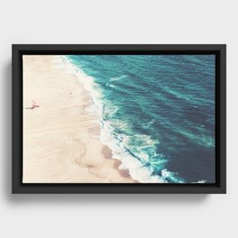 Aerial Beach Print - Aerial Ocean - Crashing Waves - Sea Travel photography  Framed Canvas