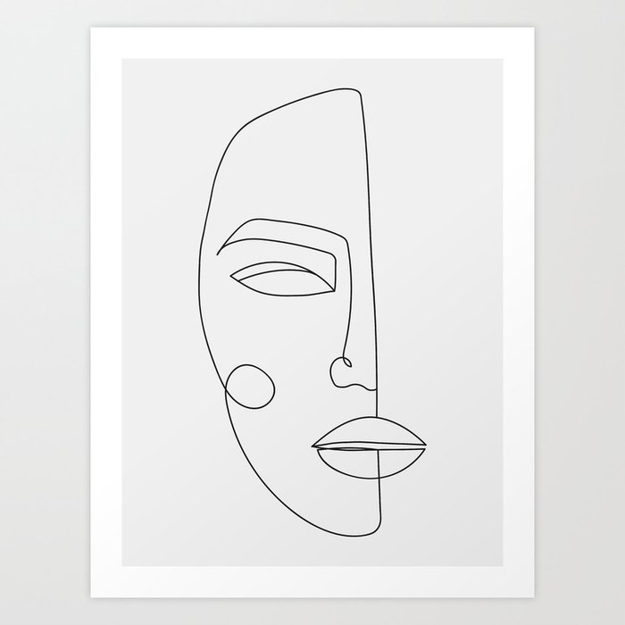 Face Minimal Gray Art Print