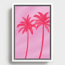 Pink Palm Trees Summer Tropical Aesthetic Framed Canvas
