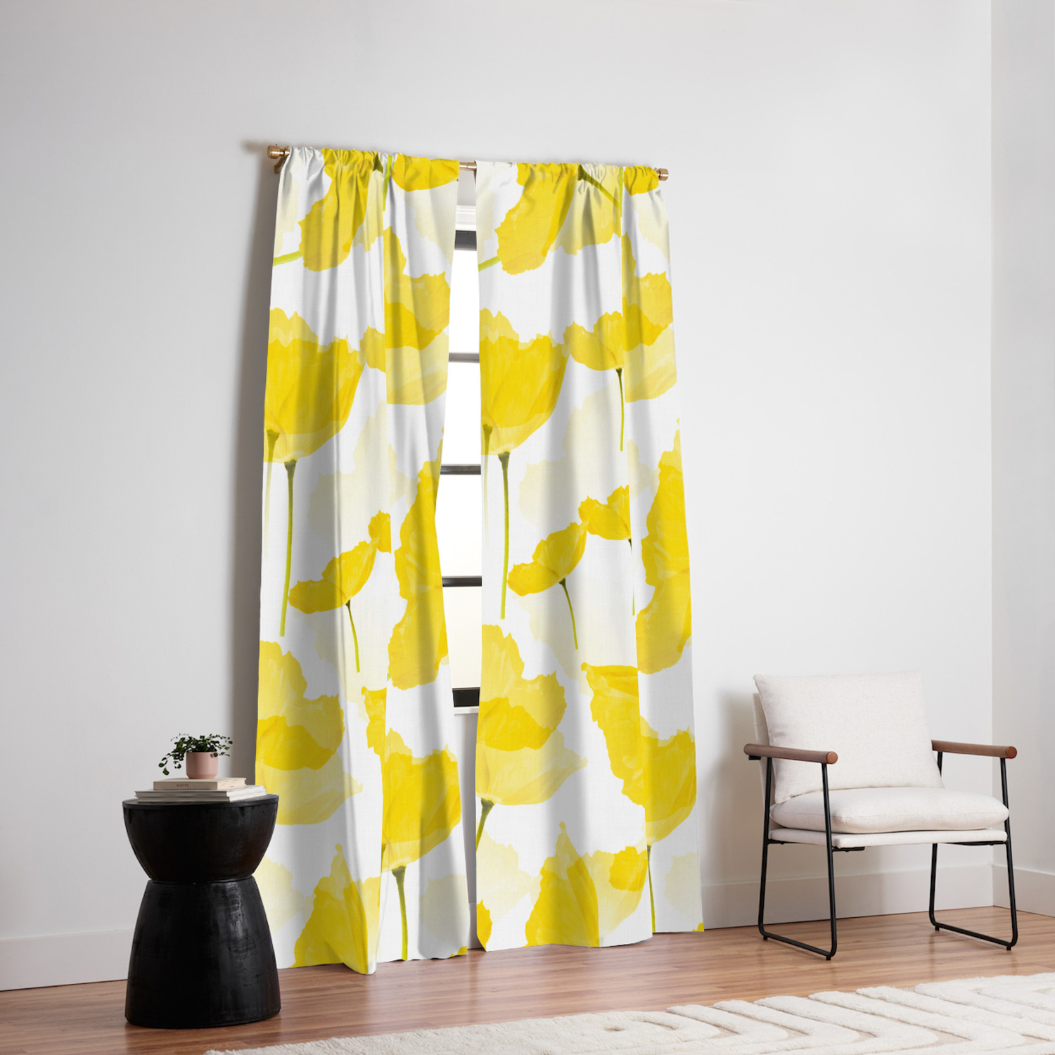 Light Yellow Poppies Spring Summer Mood Blackout Curtain By