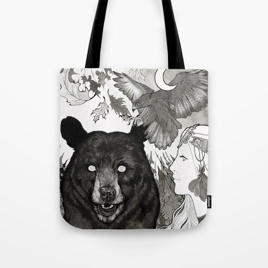 Bear, wolf, pike and falcon Tote Bag
