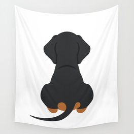 Smooth Dachshund Black Brown Back Wall Tapestry